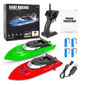 2 PACK RC Boat Remote Control Boats for Kids and Adults 10km/H 2.4G High Speed